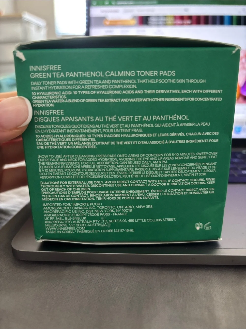 Innisfree Green Tea Panthenol Calming Ton3r Pads - Green